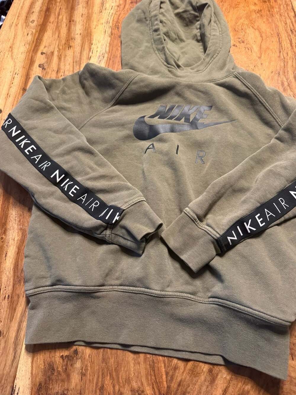 Nike Air Taped Fleece Hoodie in Olive Green size small